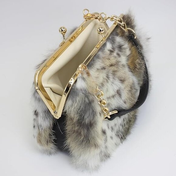 Neiman Marcus Elegant Lynx Stripe Print Handbag - Picture 4 of 8